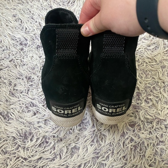 Sorel Black Out N About Suede Slip-On Wedge Boots Size 8.5 - Picture 5 of 9